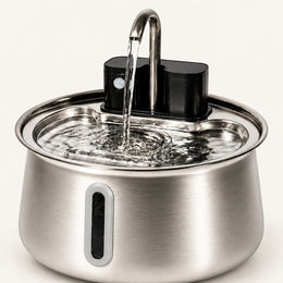 Soldahl® Trådløs kattevannfontene i rustfritt stål med bevegelsessensor | 4 liter, lades via USB