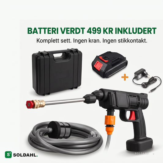 Komplett sett med batteri, lader og veske