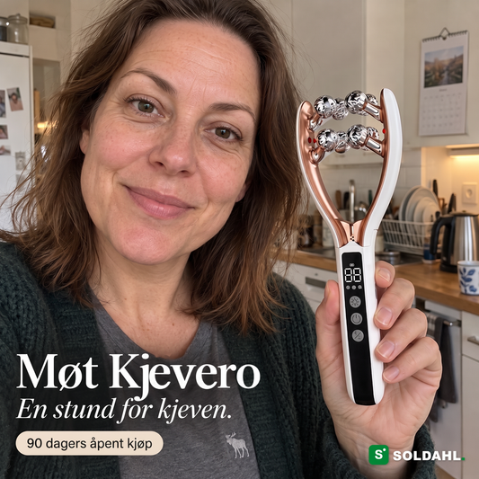 Kvinne holder Kjevero på kjøkkenet, Møt Kjevero, en stund for kjeven