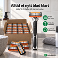 Soldahl Rakvass barberhøvel med eske full av 6-blads barberhoder, velg 12, 24 eller 48