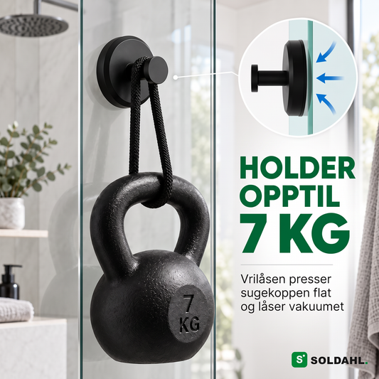 Kvarsitt holder opptil 7 kg på dusjglass