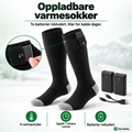 Oppladbare varmesokker med to batterier og ladekabel