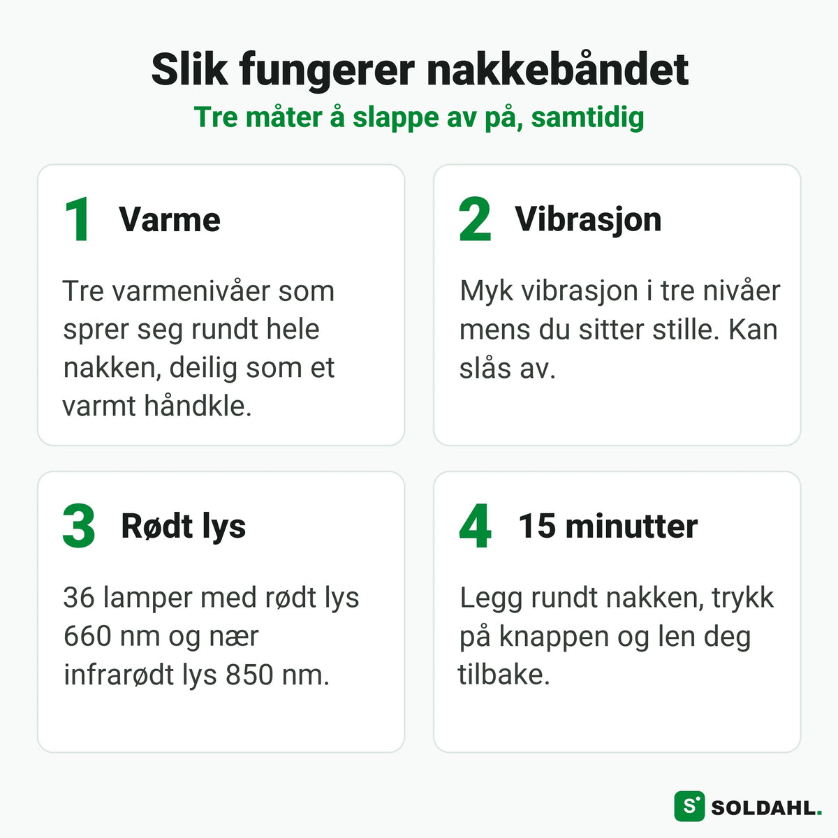 Slik fungerer nakkebåndet: varme, vibrasjon, rødt lys og 15 minutter