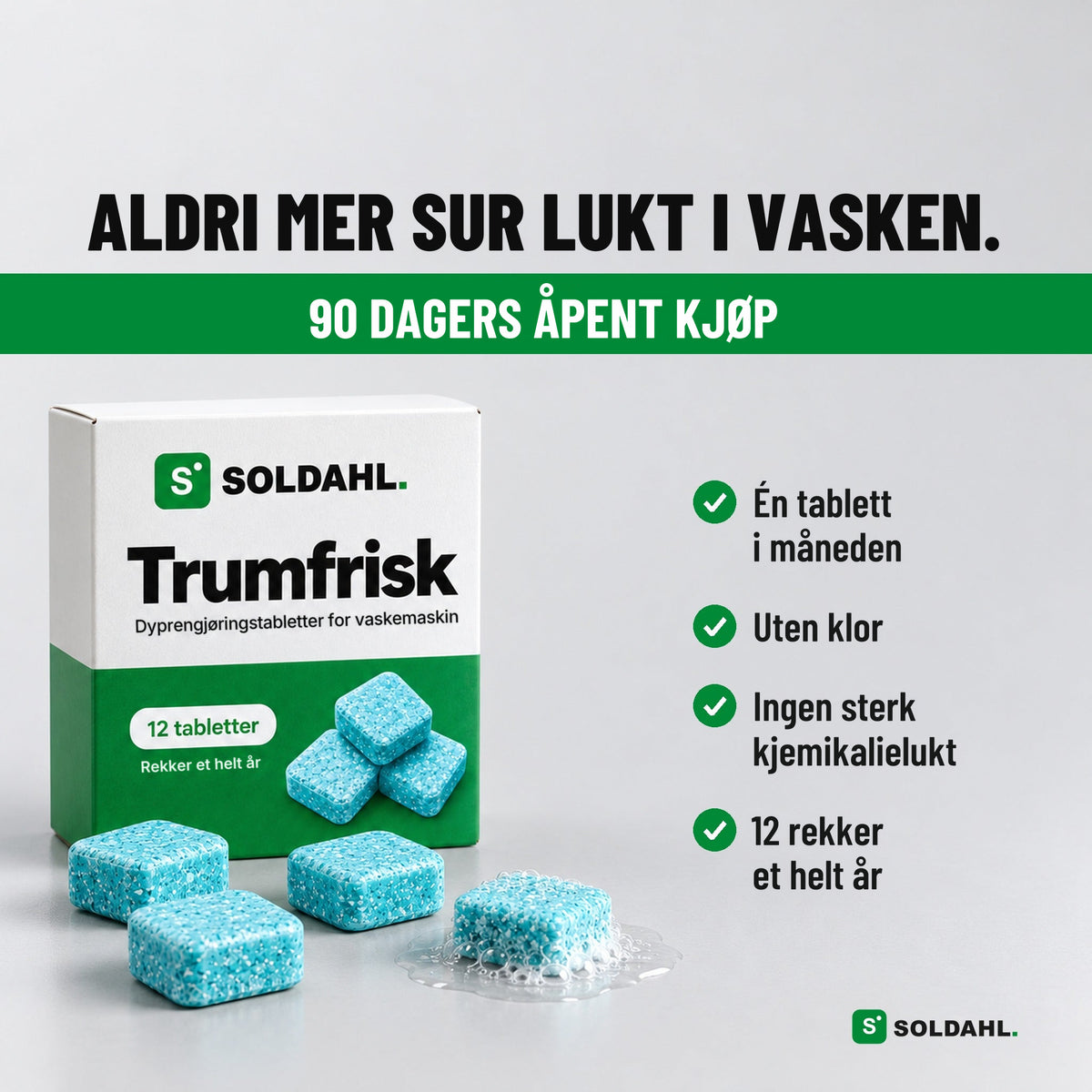 Aldri mer sur lukt i klesvasken. Trumfrisk, 90 dagers åpent kjøp