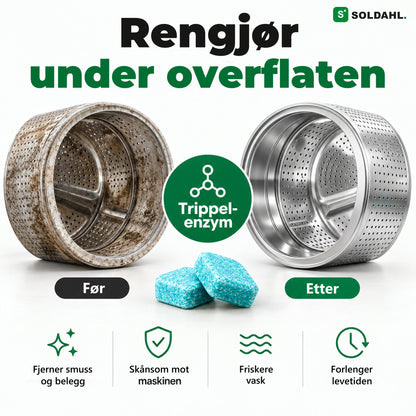 Rengjør under overflaten med trippel-enzym, før og etter