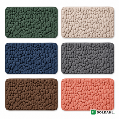 Soldahl Vågsten badematte i seks farger: skogsgrønn, beige, marineblå, mørkegrå, brun, korall