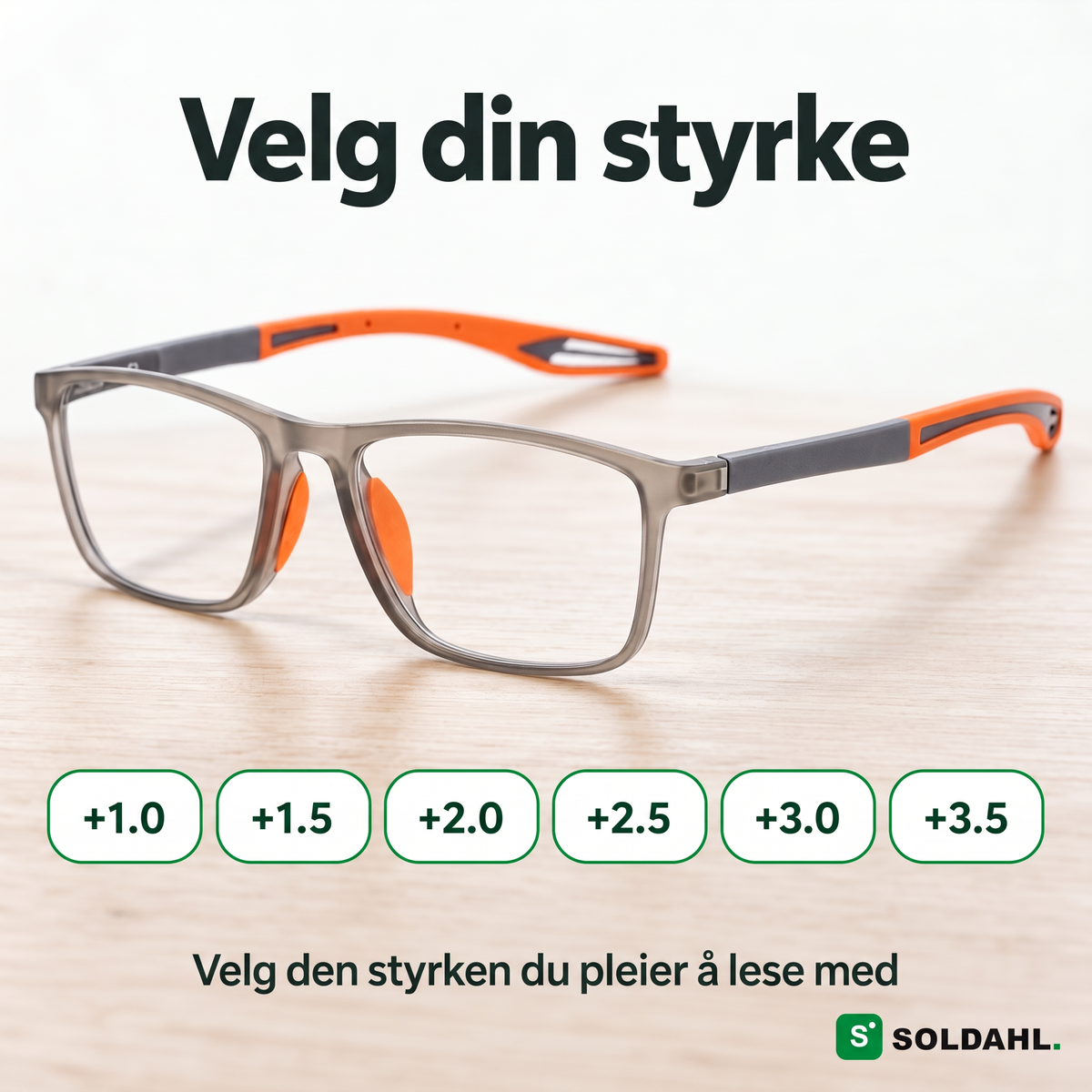 Bytfri lesebriller og de seks styrkene fra +1.0 til +3.5