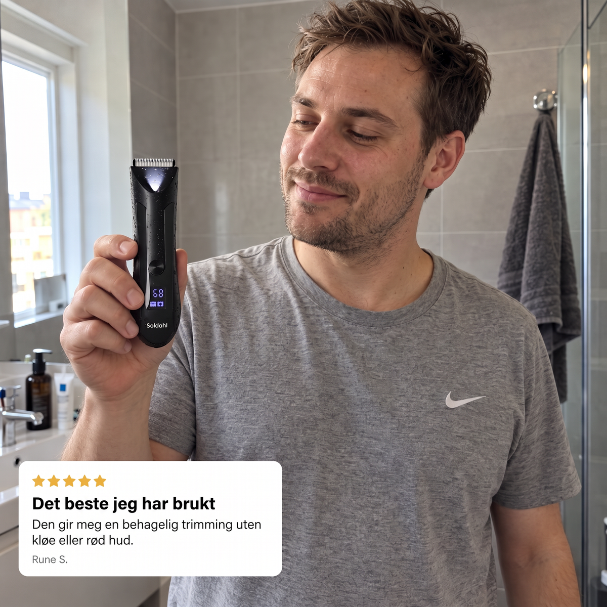 Mann holder opp Soldahl kroppstrimmer med omtale: Beste jeg har brukt