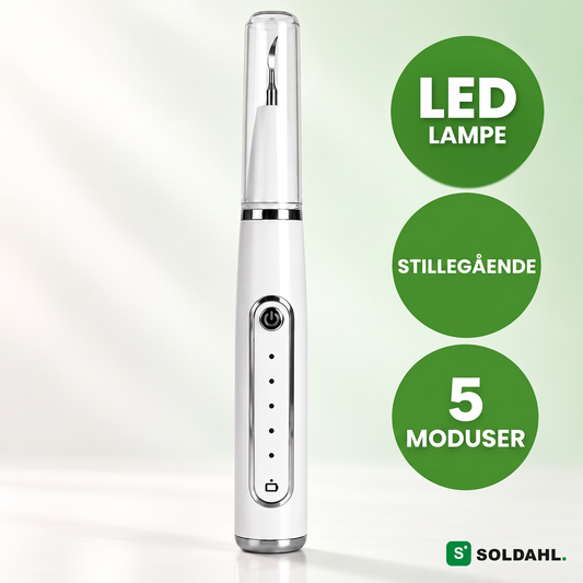 Soldahl Tandro tannsteinsfjerner for hund med fem moduser, LED-lampe og tannspeil