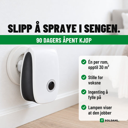 Slipp å spraye i sengen, Tystvakt i stikkontakten, 90 dagers åpent kjøp