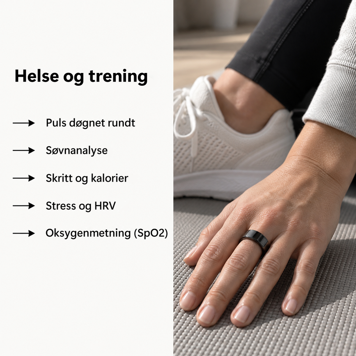 Smart ring måler puls, søvn, skritt og HRV