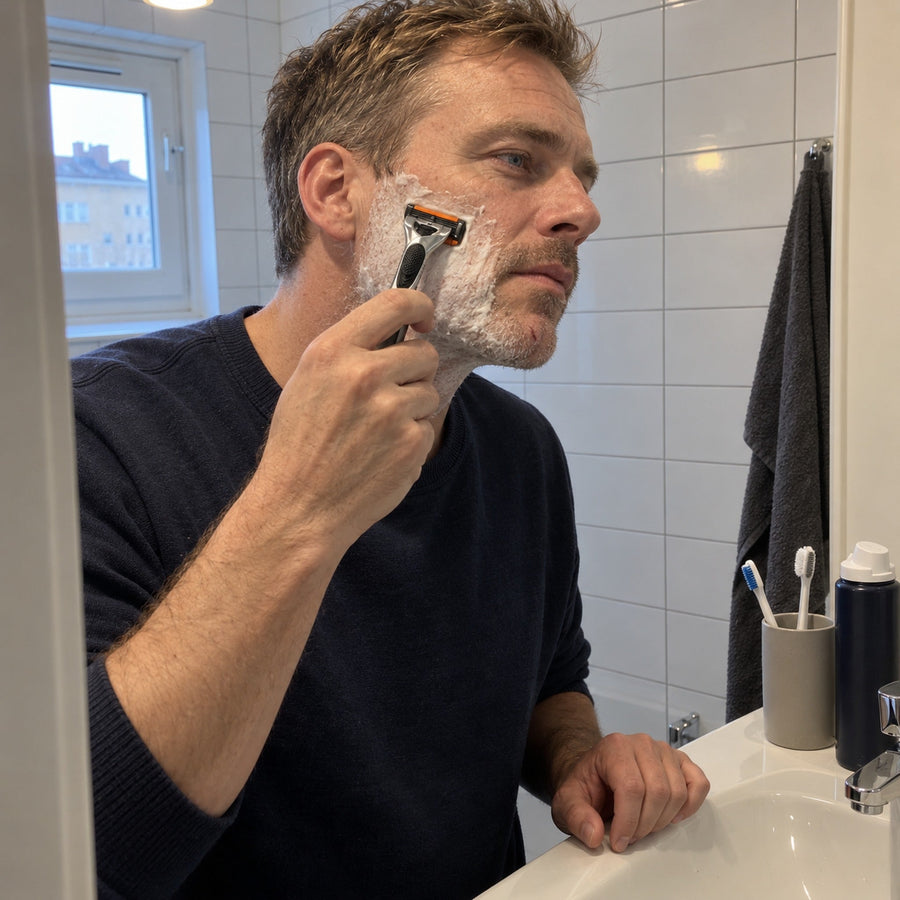 Bladet drar. Du barberer deg med det likevel. For det finnes ikke noe nytt hjemme.