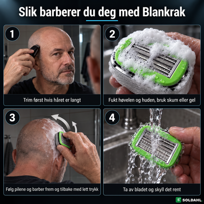 Slik barberer du deg med Blankrak i fire steg