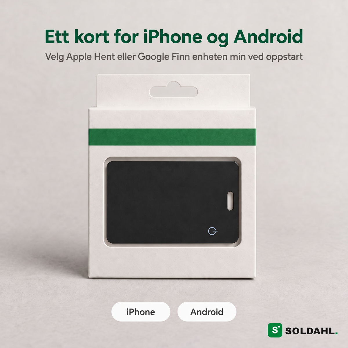 Umerket emballasje med sporingskortet og etiketter for iPhone og Android