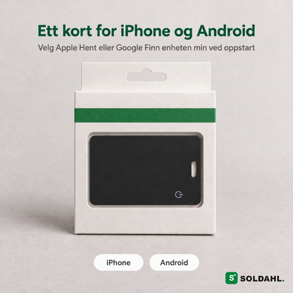 Umerket emballasje med sporingskortet og etiketter for iPhone og Android