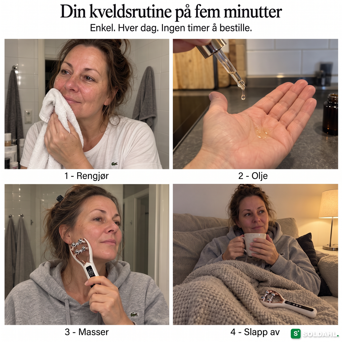 Kveldsrutine i fire steg med Kjevero: rens, olje, masser, slapp av