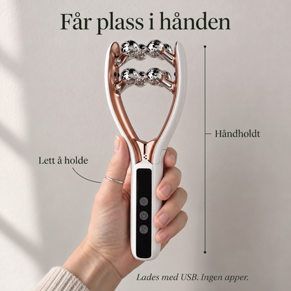 Hånd holder Kjevero mot veggen for å vise at den får plass i hånden
