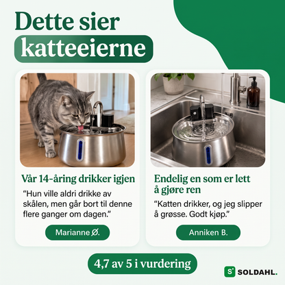 Omtaler fra katteeiere om kattevannfontenen