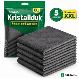 Soldahl® Kristallduk | Skinnende rent med bare vann, 5-pakning mikrofiberkluter