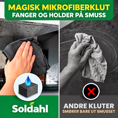 Magisk mikrofiberklut fanger og holder på skitt, andre kluter bare smører skitten utover