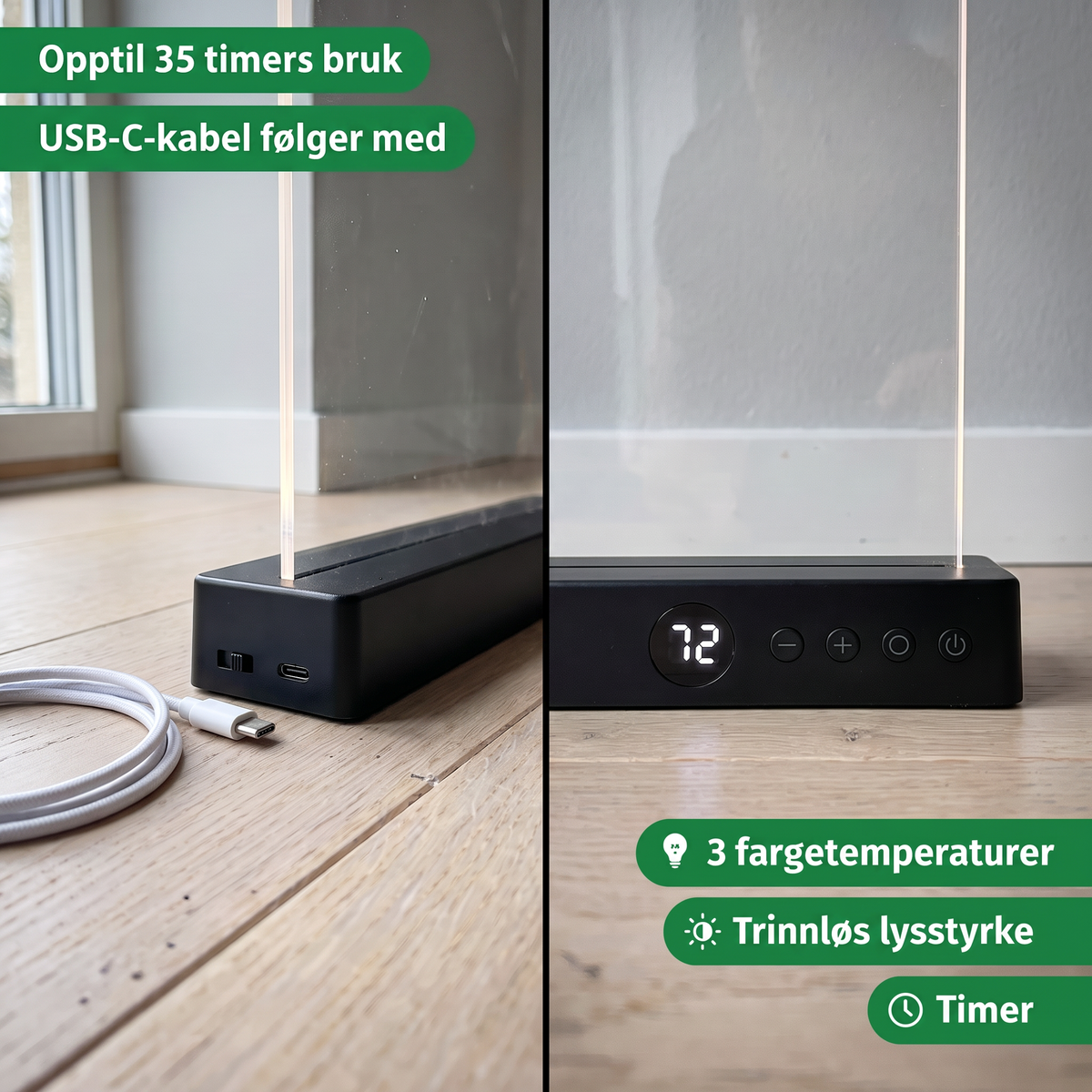 Soldahl Lesro nærbilde av basen med display, fire knapper og USB-C