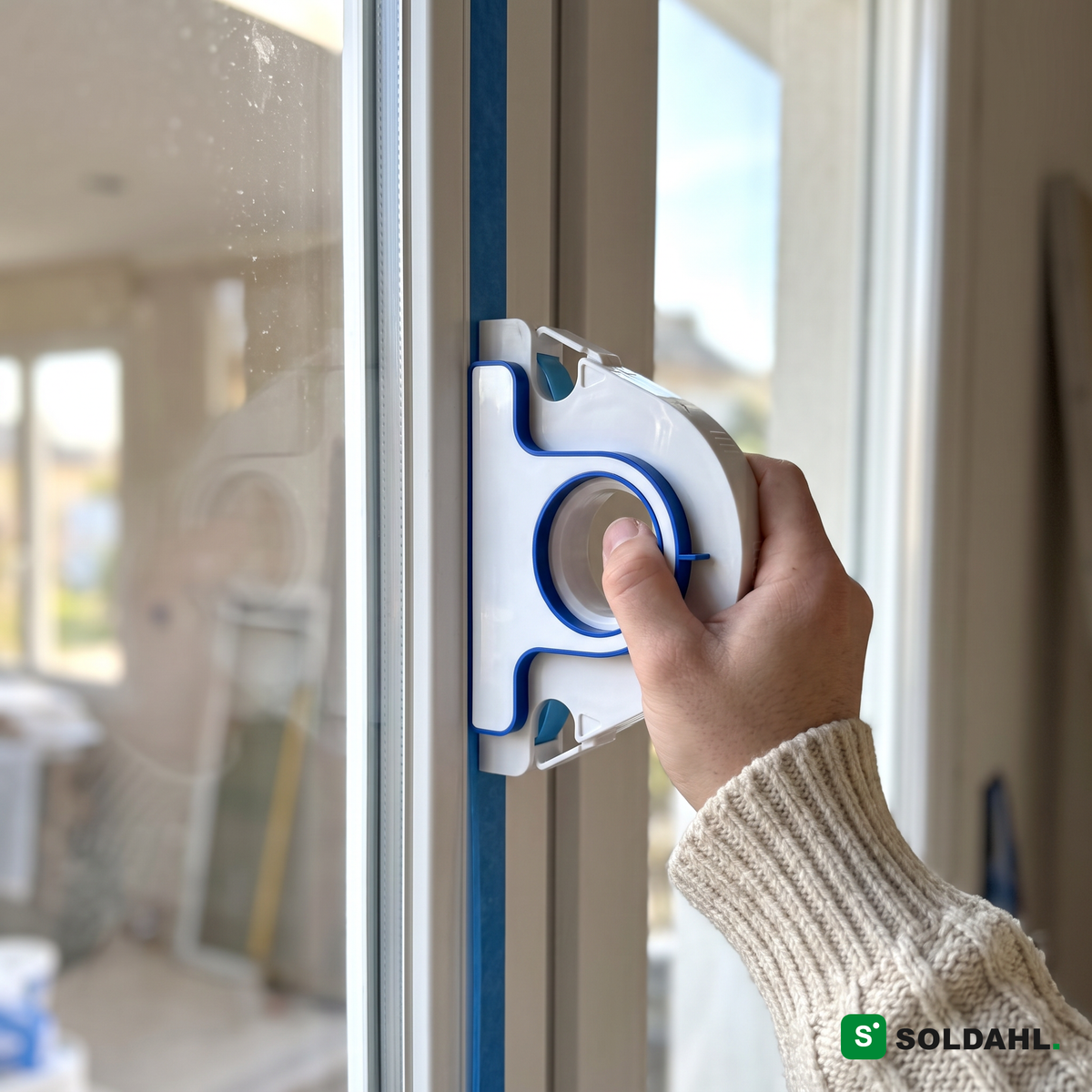Tape legges langs en vinduskarm