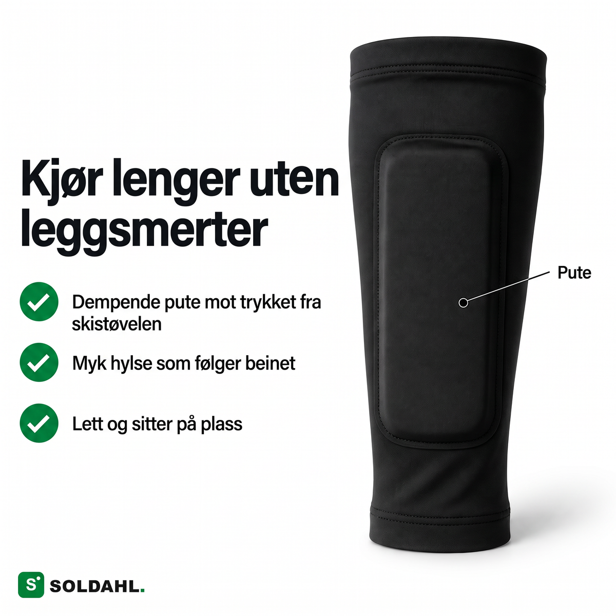 Kjør lenger uten vondt i leggene, svart Støvelro med dempende pute