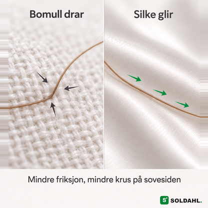 Soldahl Silkesro, mekanismen: bomull drar i håret, silke lar håret gli, mindre krus på sovesiden
