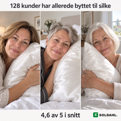 128 kunder har allerede byttet til silke: tre kvinner med Soldahl Silkesro, 4,6 av 5 i snitt