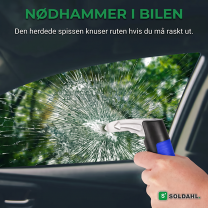 Nødhammer i bilen, herdet spiss knuser ruten