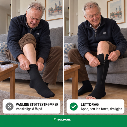 Vanlige støttestrømper mot Lettdrag med glidelås