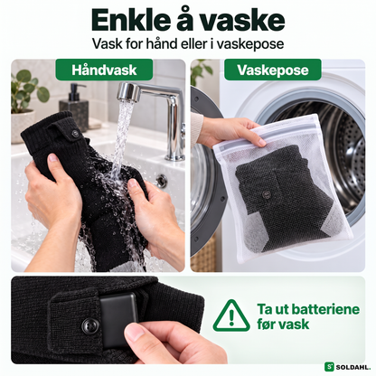Varmesokkene er enkle å vaske når batteriene er tatt ut