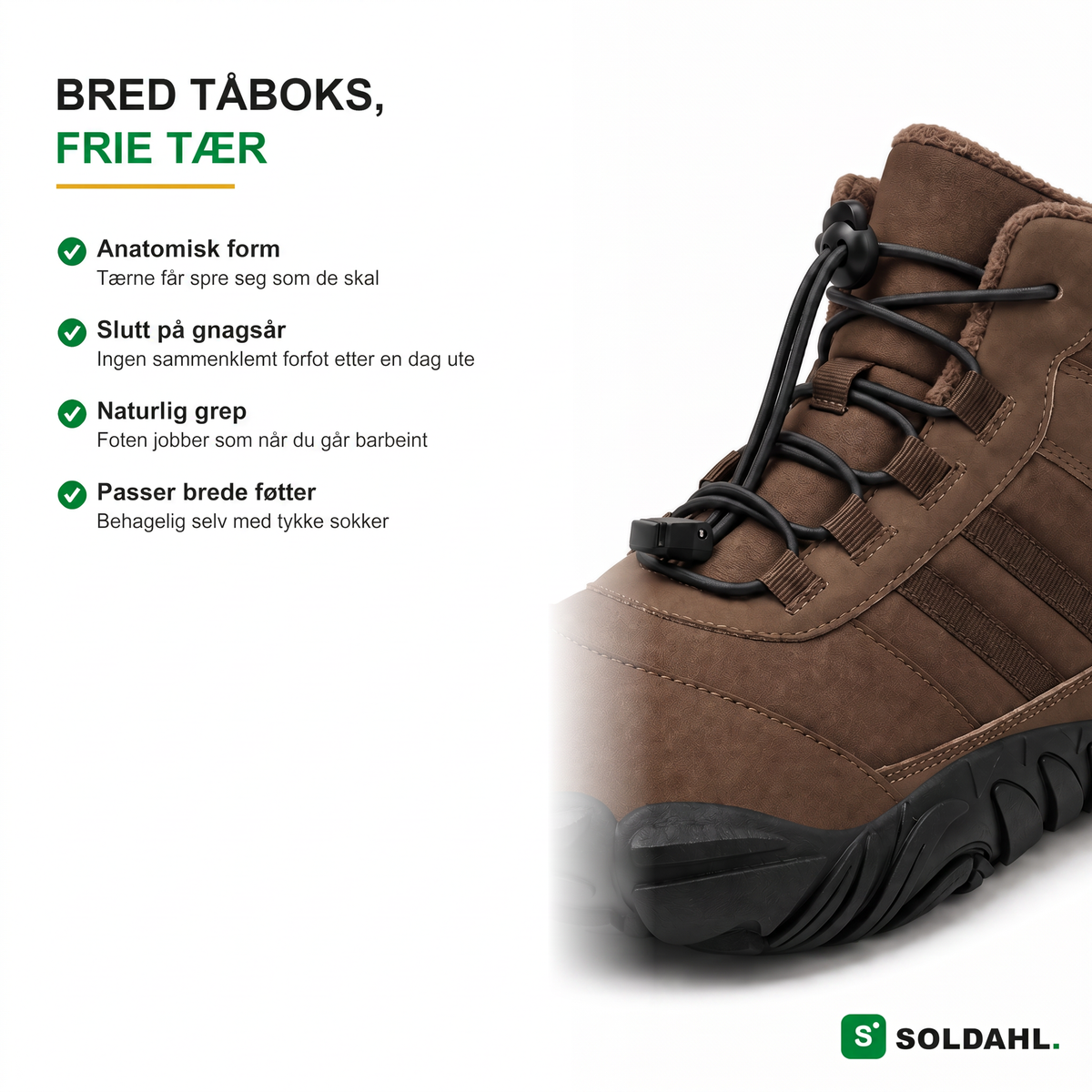 Bred tåboks for frie tær