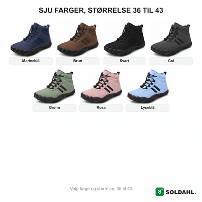 Sju farger, størrelse 36 til 43