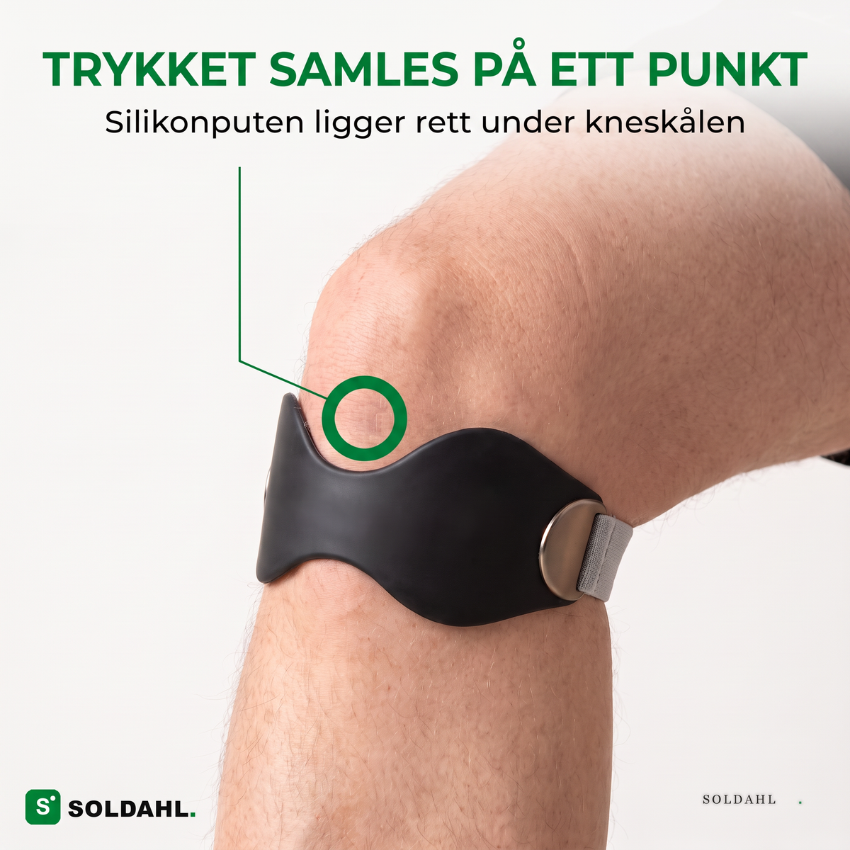 Trykket samles på ett punkt rett under kneskålen