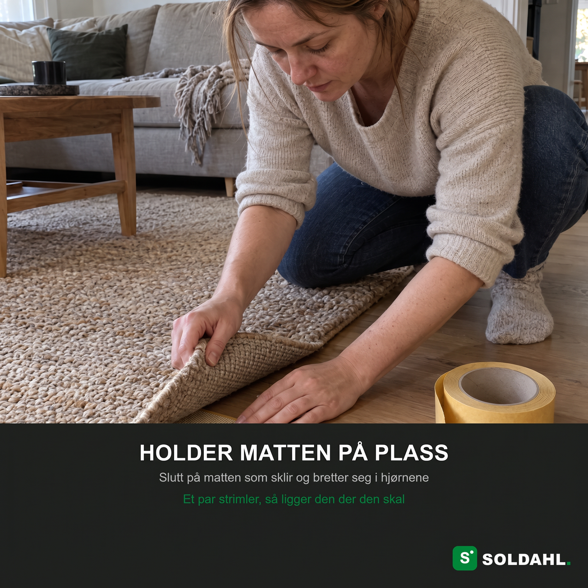 Holder teppet på plass