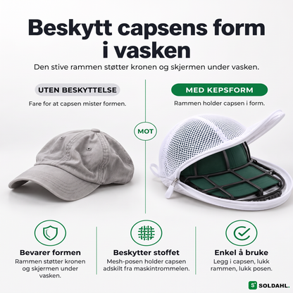Kepsform sammenligning: caps uten beskyttelse mot caps i stiv ramme med meshpose