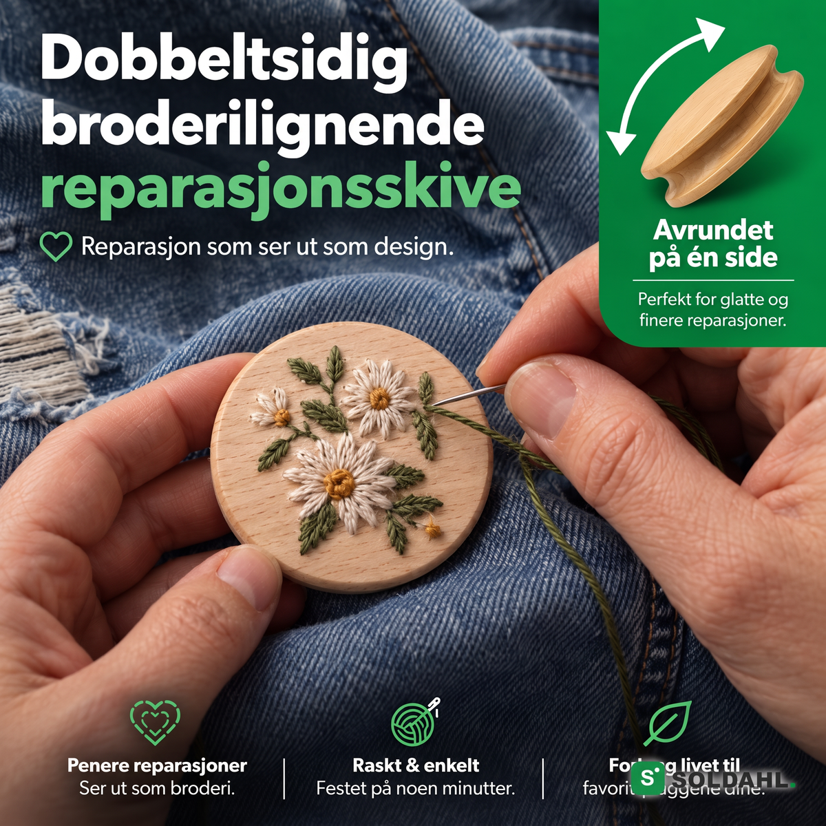 Tosidig reparasjonsskive i massiv bøk for finere reparasjoner